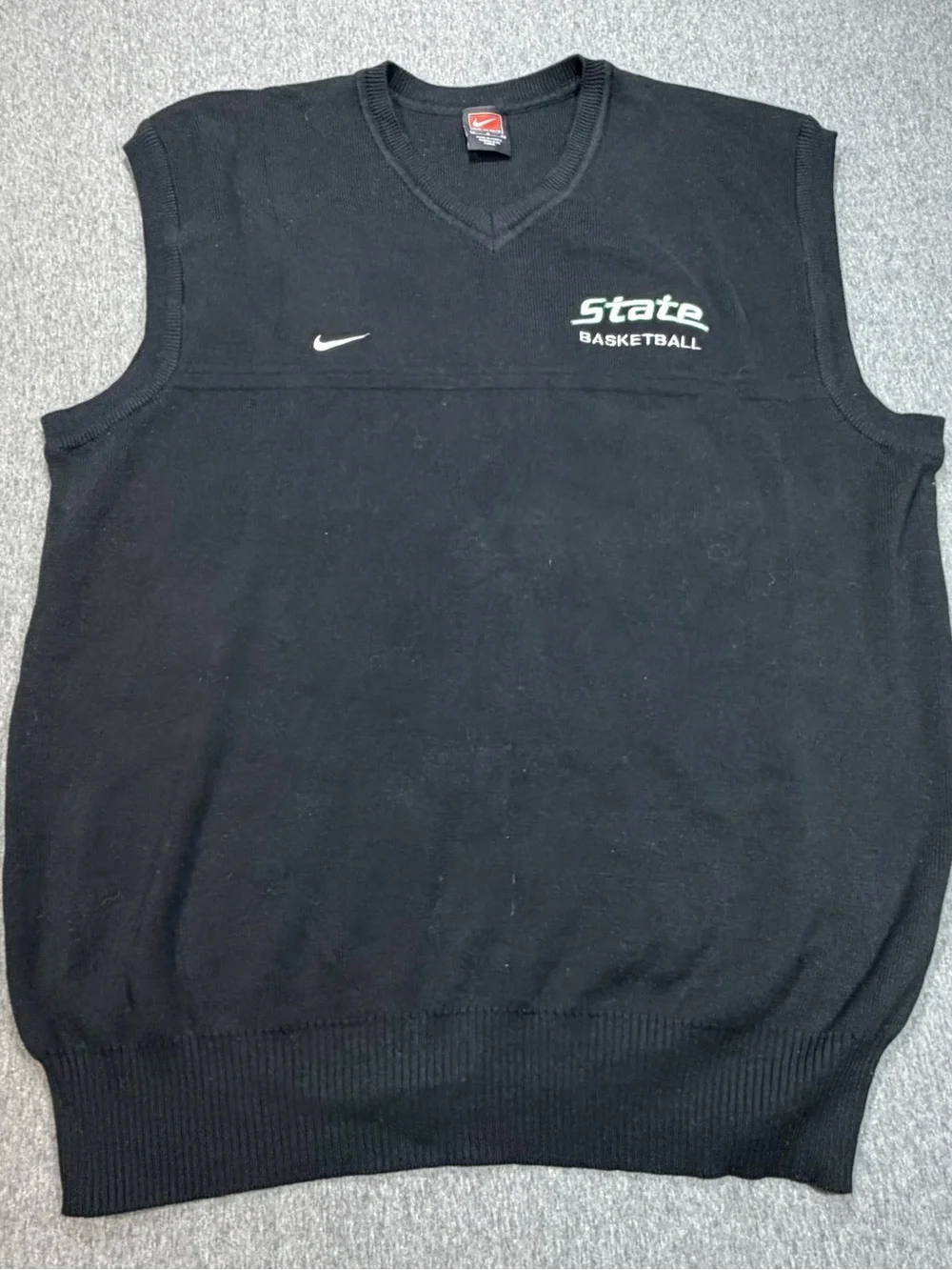 Nike Michigan State Spartans Basketball Black V‑Neck Sweater Vest Mens Large